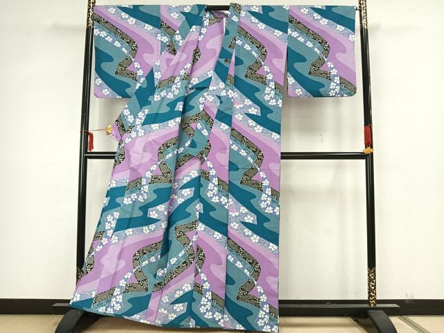 平和屋着物▽小紋 単衣 熨斗花文 洗える着物 AAAZ1400fy 2025年最新】