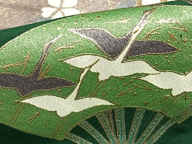 平和屋着物▽訪問着　単衣　扇面花鳥文　金彩　洗える着物　AAAZ1403fy 平和屋着物▽訪問着 単衣 扇面花鳥文 金彩 洗える着物 AAAZ1403fyの