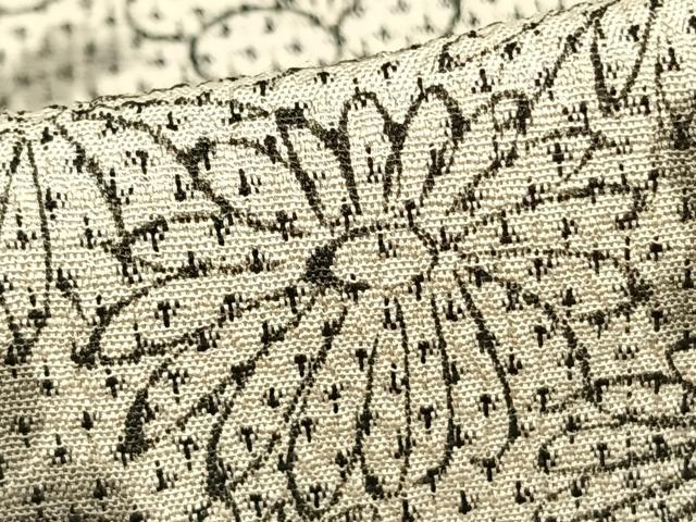 平和屋着物▽本塩沢 訪問着 単衣 手描き 草花文 正絹 逸品 未