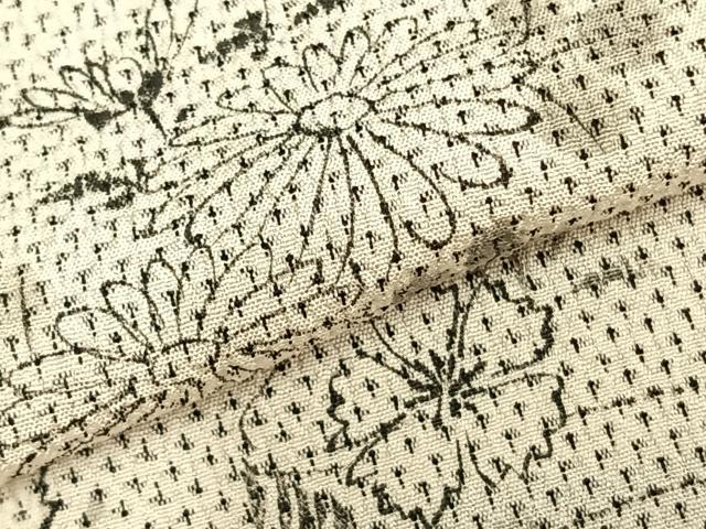 平和屋着物▽本塩沢 単衣 草花文 正絹 逸品 未使用 AAAX3844jd