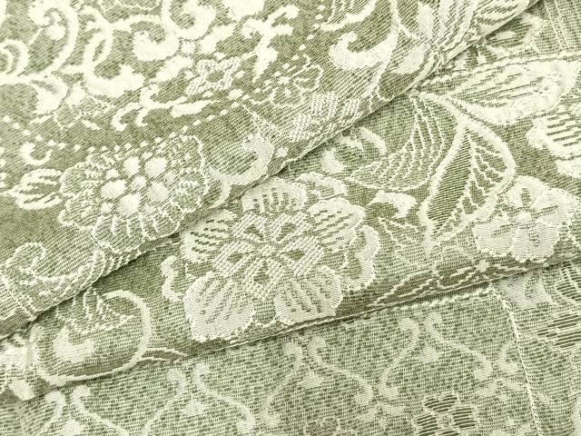 平和屋着物▽お召　単衣　天目織　色紙草花文　正絹　逸品　AAAZ1411fy