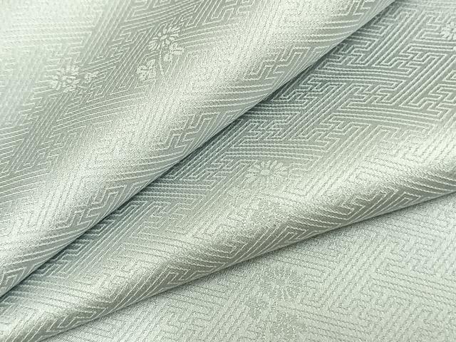 平和屋着物▽上質な色無地　単衣　草花地紋　藍白色　正絹　逸品　AAAZ1430fy