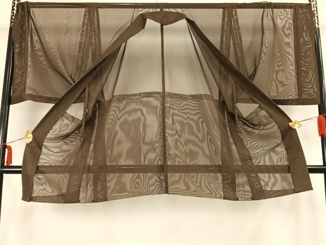 平和屋着物▽男性　長羽織　スリーシーズン　春夏秋　塵除け　海松茶色　正絹　逸品　未使用　AAAZ1438fy 平和屋着物▽男性 長羽織 スリーシーズン 春夏秋 塵除け 海松茶色