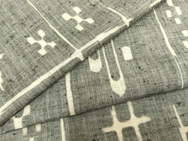 平和屋着物▽上質な紬　単衣　絣柄　正絹　逸品　AAAZ1434fy