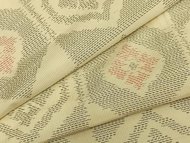 平和屋着物▽上質な紬　単衣　市松亀甲文様　正絹　逸品　AAAZ1439fy