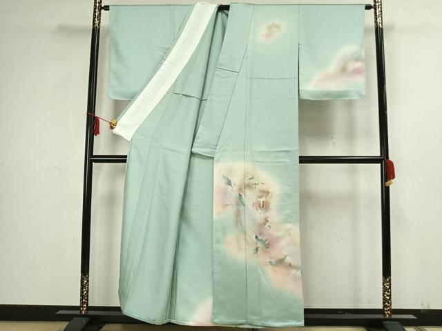 平和屋着物▽訪問着　単衣　草花文　暈し染め　金彩　正絹　逸品　未使用　AAAZ1447fy_1