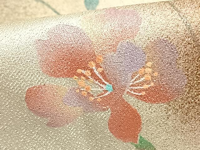 平和屋着物▽訪問着　単衣　草花文　暈し染め　金彩　正絹　逸品　未使用　AAAZ1447fy_5