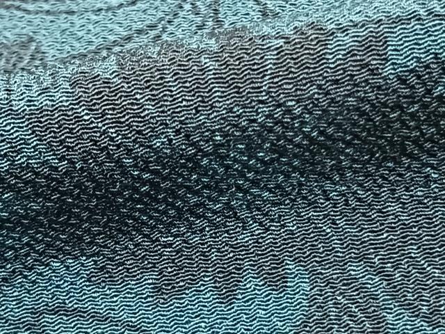 平和屋着物▽上質な小紋 単衣 藍 型染め 草花文 鬼しぼ