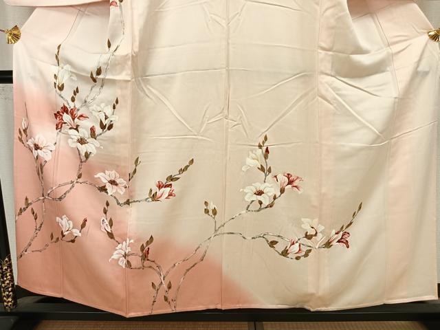 平和屋着物▽訪問着 単衣 作家物 枝花に休み鳥 鈴乃屋