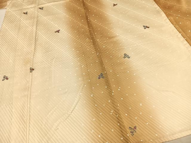 平和屋着物▽上質な小紋 単衣 作家物 舞蝶文 銀彩