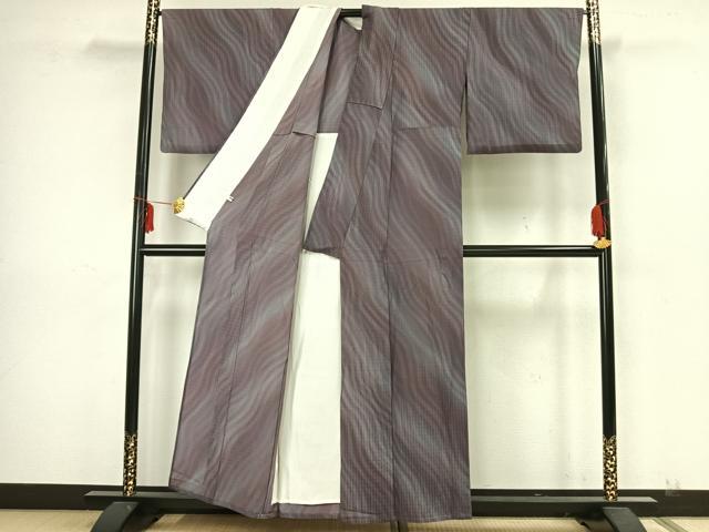 平和屋着物▽上質な小紋 単衣 霞文 正絹 逸品 AAAZ1486fy