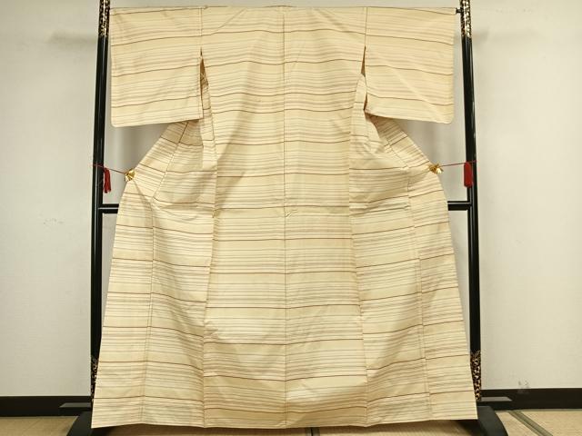 平和屋着物▽本場縞大島紬　単衣　横段文　正絹　逸品　AAAZ1502fy 平和屋着物▽本場縞大島紬 単衣 横段文 正絹 逸品 AAAZ1502fy