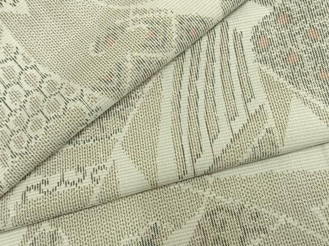 平和屋着物▽上質な紬　単衣　熨斗文　正絹　逸品　AAAZ1506fy