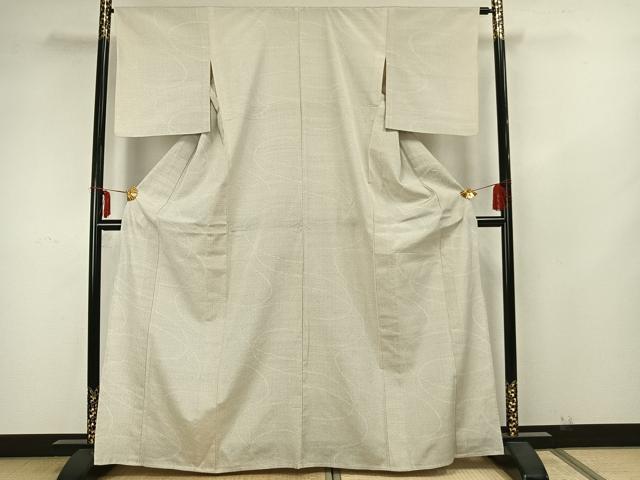 平和屋着物▽本塩沢 単衣 110亀甲 抽象文様 正絹 逸品 AAAZ1507fy