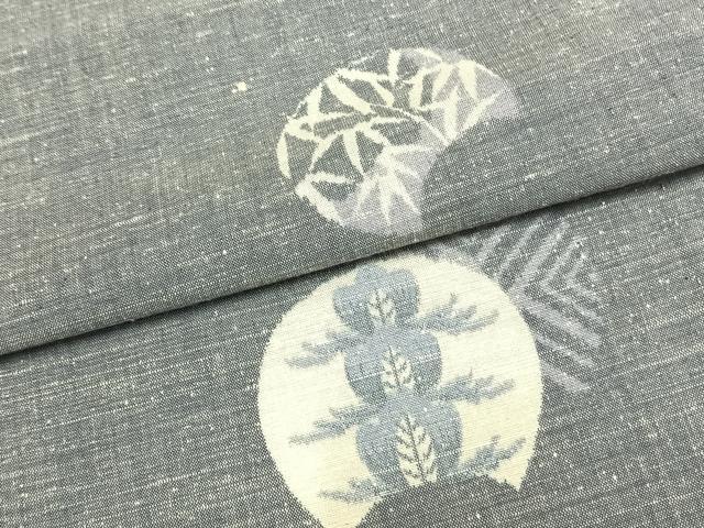 平和屋着物▽上質な紬 単衣 地紙花文 正絹 逸品 AAAZ1518fy