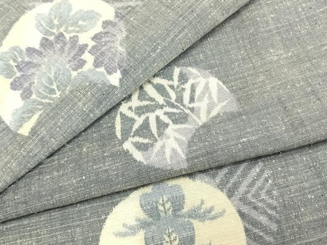 平和屋着物▽上質な紬　単衣　地紙花文　正絹　逸品　AAAZ1518fy