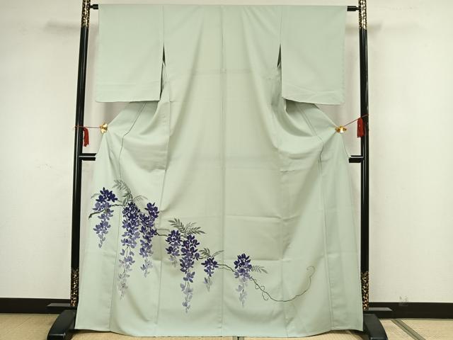 平和屋着物▽訪問着　単衣　手描き　枝花文　正絹　逸品　AAAZ1539fy