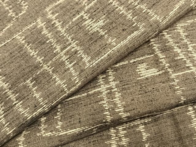 平和屋着物▽上質な紬　単衣　幾何学文様　三越扱い　正絹　逸品　AAAZ1545fy