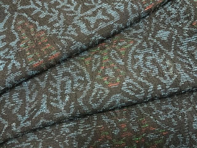 平和屋着物▽結城ちぢみ　単衣　吉祥文様　正絹　逸品　AAAZ1546fy