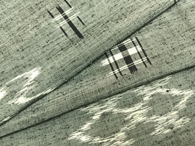 平和屋着物▽上質な紬　単衣　幾何学文様　正絹　逸品　AAAZ1549fy