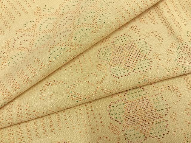 平和屋着物▽上質な紬　単衣　舞花文　正絹　逸品　AAAZ1550fy