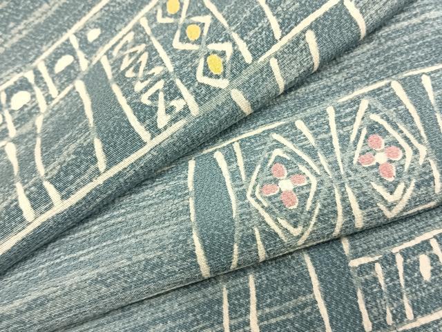 平和屋着物▽上質な小紋　単衣　幾何学文　正絹　逸品　AAAZ1556fy