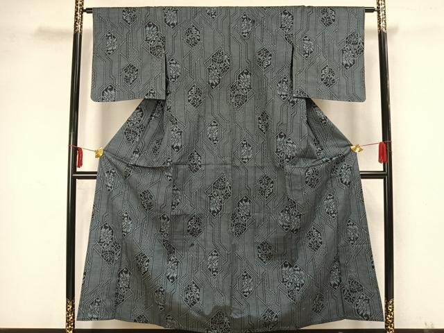 平和屋着物▽上質な紬　単衣　亀甲文様　正絹　逸品　未使用　AAAZ1562fy 平和屋着物▽上質な紬 単衣 亀甲文様 正絹 逸品 未使用 AAAZ1562fy