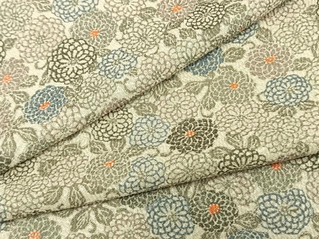 平和屋着物▽上質な小紋　単衣　花尽くし　鬼しぼ縮緬　正絹　逸品　AAAZ1566fy