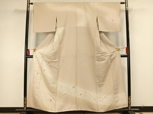 平和屋着物▽訪問着　単衣　刺繍　舞葉文　金糸　正絹　逸品　AAAZ1571fy 平和屋着物▽訪問着 単衣 刺繍 舞葉文 金糸 正絹 逸品 AAAZ1571fy