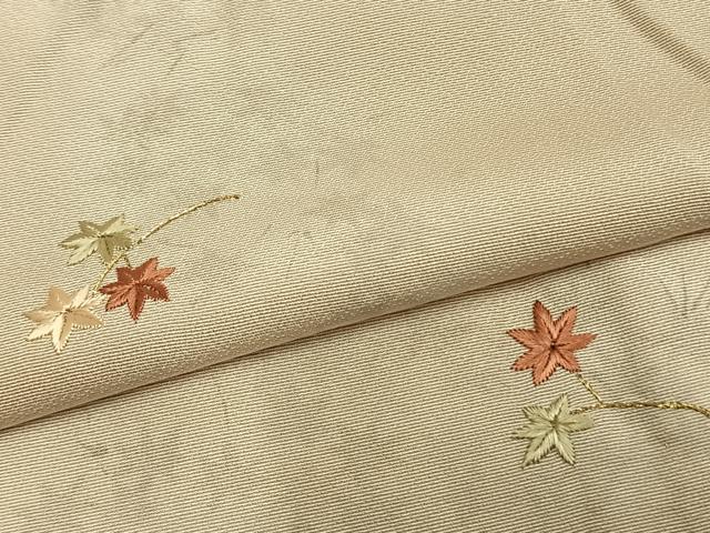 平和屋着物▽訪問着 単衣 刺繍 舞葉文 金糸 正絹 逸品 AAAZ1571fy