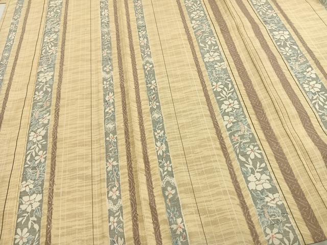 平和屋着物▽上質な紬 単衣 草花間道 正絹 逸品 AAAZ1572fyの通販はau