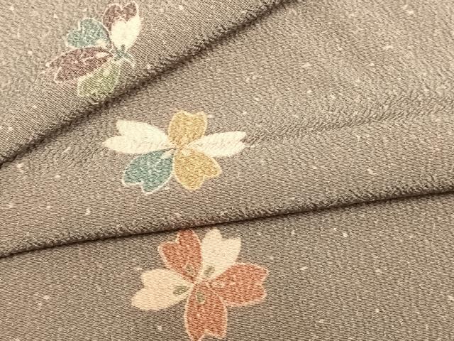 平和屋着物▽上質な小紋　単衣　舞花文　正絹　逸品　AAAZ1573fy