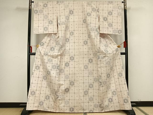 平和屋着物▽上質な紬　単衣　色紙亀甲文様　正絹　逸品　AAAZ1586fy 平和屋着物▽上質な紬 単衣 色紙亀甲文様 正絹 逸品 AAAZ1586fyの通販