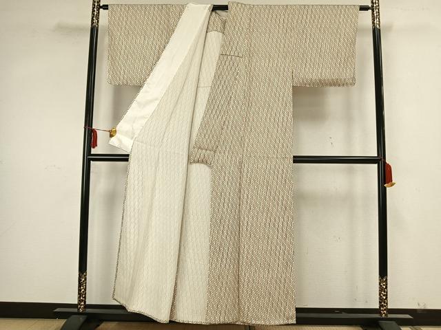 平和屋着物▽上質な小紋 単衣 幾何学文様 正絹 逸品 AAAW7803fy