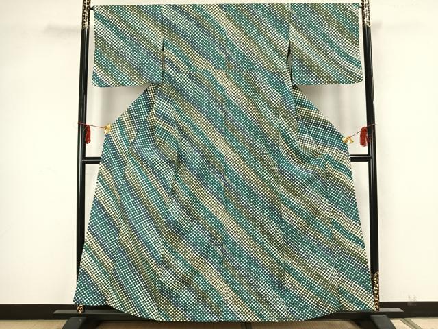 平和屋着物■極上　小紋　ロング丈　雪輪重ね　金彩　染の近江謹製　逸品　DZAA8071kh5 平和屋着物□極上 小紋 ロング丈 雪輪重ね 金彩 染の近江謹製 逸品