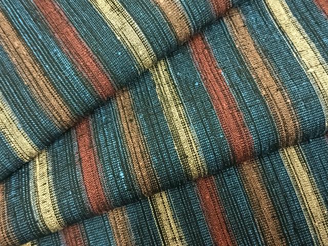 平和屋着物▽上質な紬　単衣　縞　正絹　逸品　AAAZ1605fy