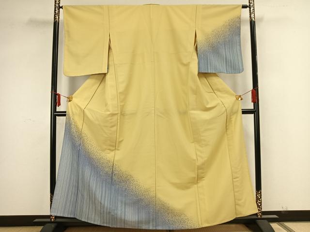 平和屋着物▽訪問着　単衣　縞　洗える着物　AAAZ1611fy