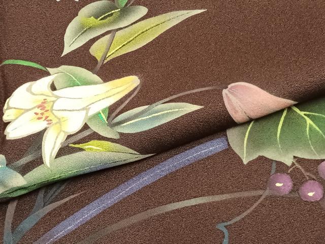 平和屋着物▽訪問着　単衣　草花文　正絹　逸品　AAAZ1613fy 平和屋着物▽訪問着 単衣 草花文 正絹 逸品 AAAZ1613fy