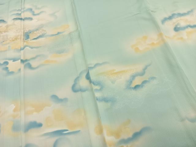 平和屋着物▽訪問着 単衣 雲取り草花文 正絹 逸品 AAAZ1616fy