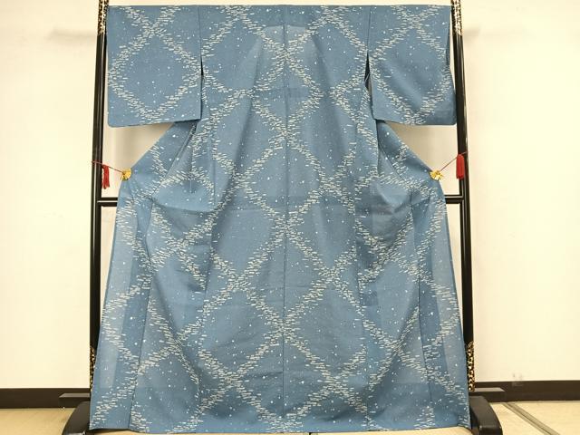 平和屋着物▽小紋 単衣 舞花文 黒地 ロング丈 洗える着物 DAAV9770sf