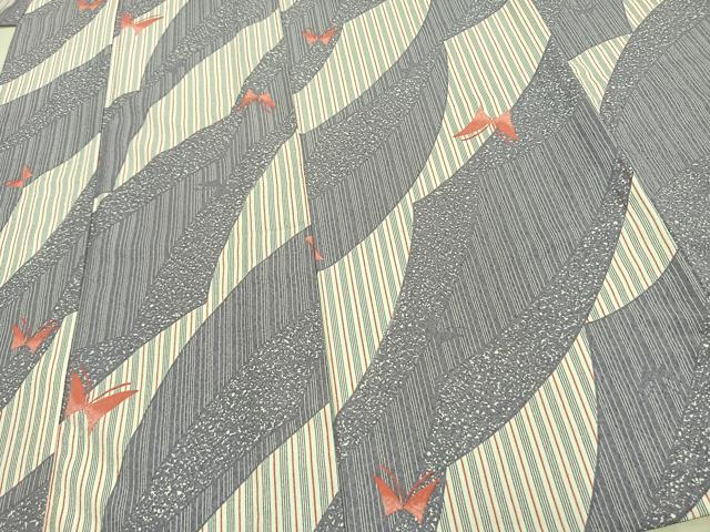 平和屋着物▽小紋 単衣 舞蝶文 洗える着物 AAAZ1636fy