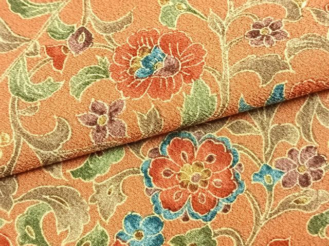 平和屋着物▽小紋 単衣 草花文 さんび謹製 洗える着物 AAAZ1639fy