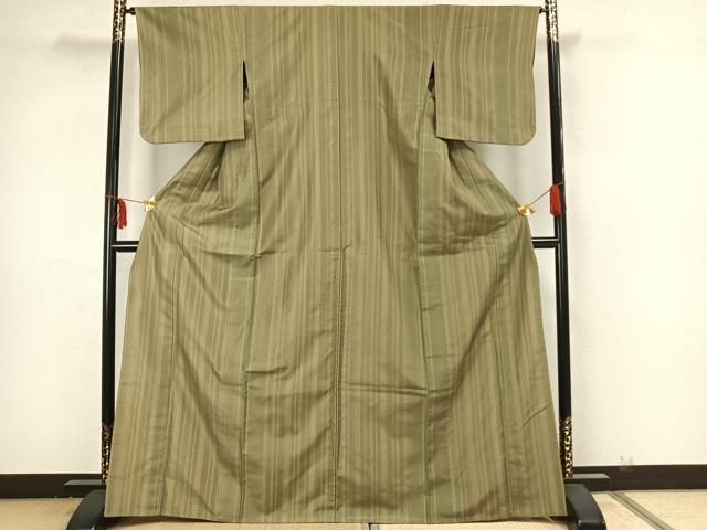 平和屋着物▽お召　単衣　縞　正絹　逸品　AAAZ1651fy 平和屋着物▽お召 単衣 縞 正絹 逸品 AAAZ1651fy