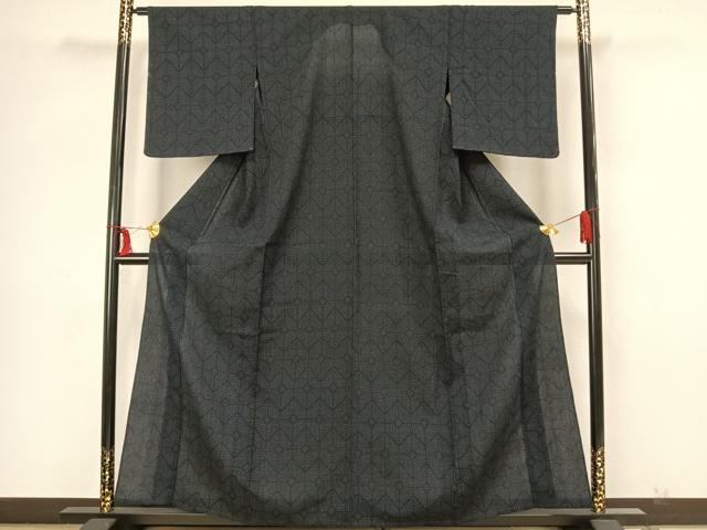 平和屋着物▽訪問着 本塩沢 単衣 110亀甲 樹林文 正絹 逸品