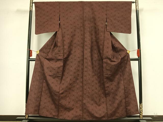 平和屋着物▽上質な紬　単衣　麻の葉文様　正絹　逸品　AAAZ1666fy 平和屋着物▽上質な紬 単衣 麻の葉文様 正絹 逸品 AAAZ1666fy 平和屋