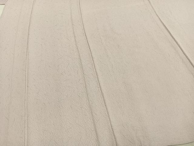 平和屋着物▽上質な色無地 単衣 横段地紋 灰桜色 正絹