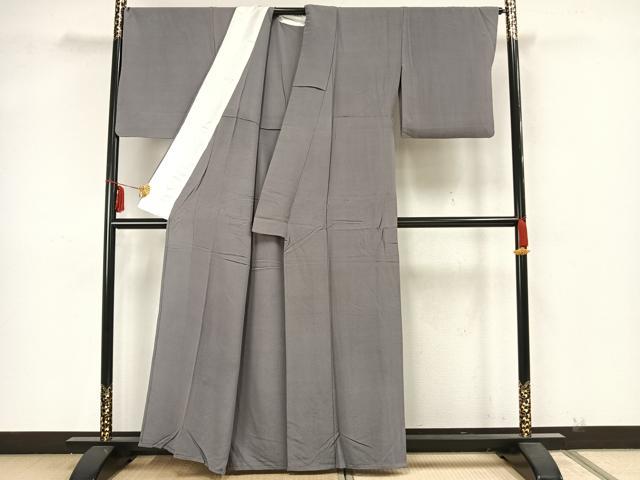 平和屋着物▽上質な色無地 単衣 薄墨色 正絹 逸品 AAAZ1683fy