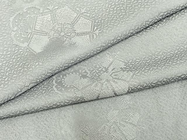 平和屋着物▽上質な色無地　単衣　吉祥花地紋　灰青色　正絹　逸品　AAAZ1684fy