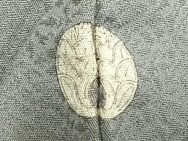 平和屋着物▽上質な色無地 単衣 吉祥花地紋 灰青色 正絹 逸品