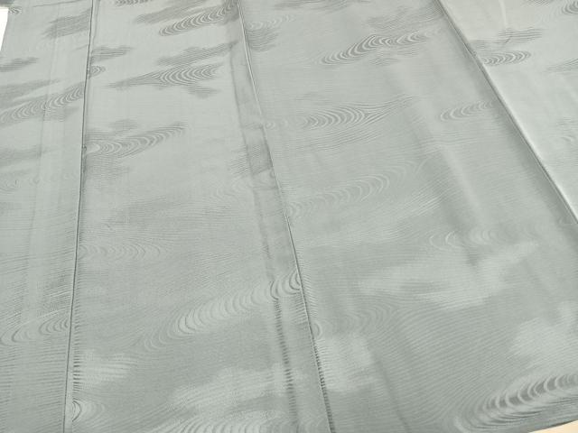 平和屋着物▽上質な色無地 単衣 流水地紋 湊鼠色 正絹